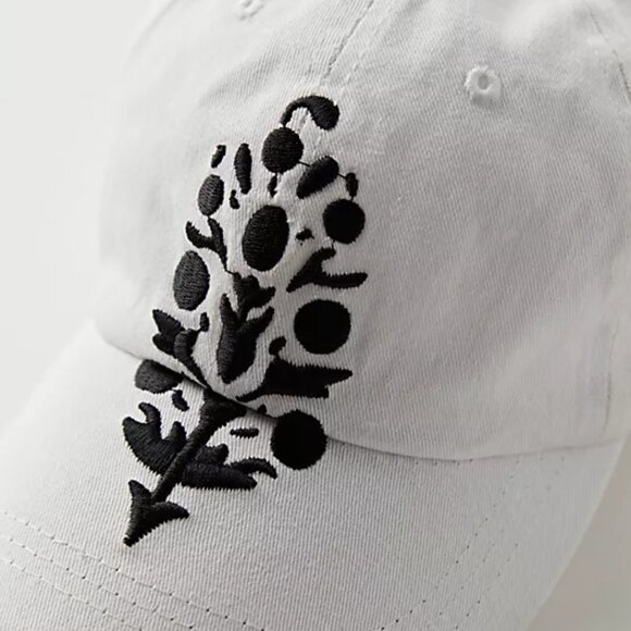 Free People Movement Big Buti White Baseball Cap with Floral Logo Design OS - Picture 2 of 9